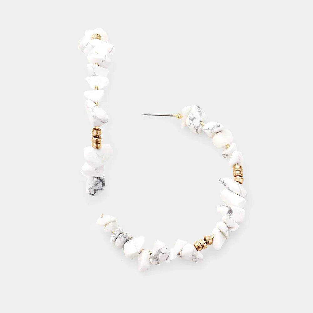 Semi Precious Stone Beaded Hoop Earrings - Jewelry Store by Erik Rayo