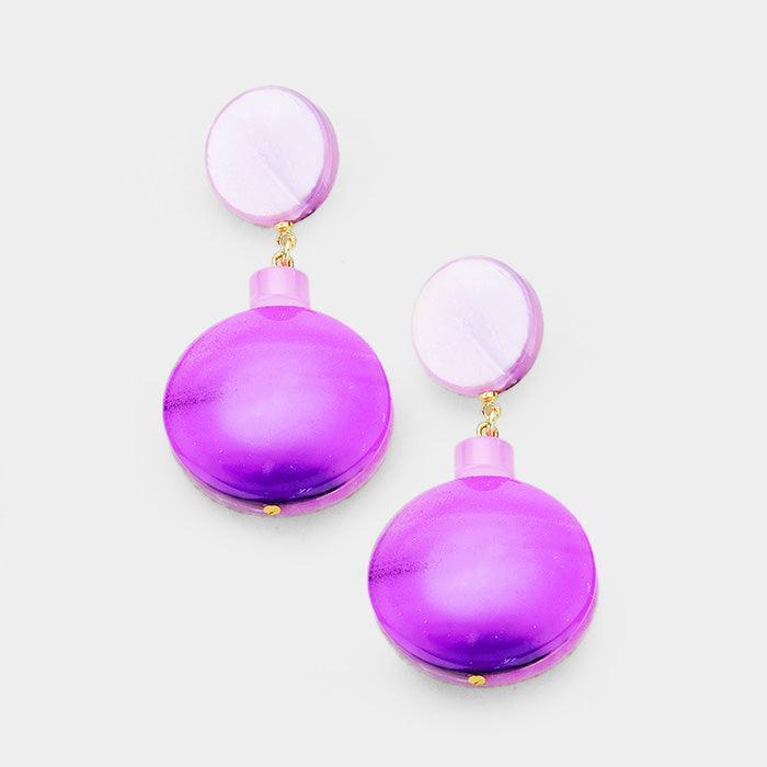 Purple Double Celluloid Acetate Disc Dangle Earrings - Jewelry Store by Erik Rayo