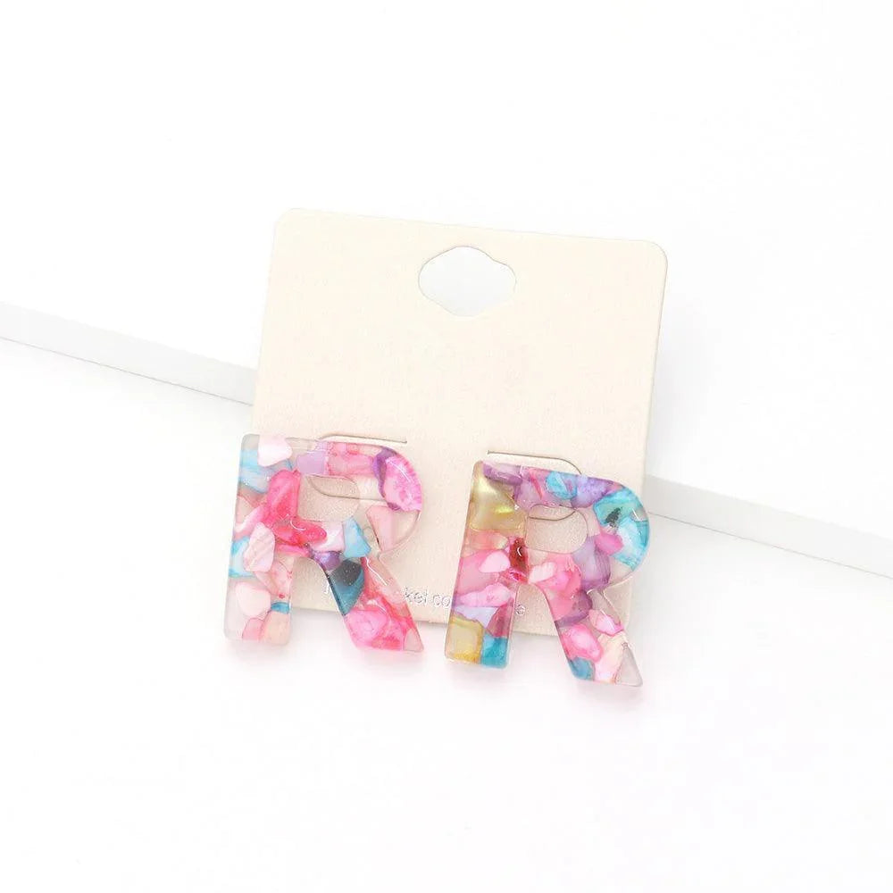 '-R- Colorful Monogram Earrings - Jewelry Store by Erik Rayo