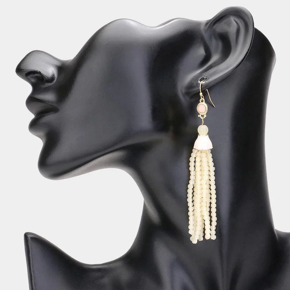 Bead Strand Tassel Earrings - Jewelry Store by Erik Rayo