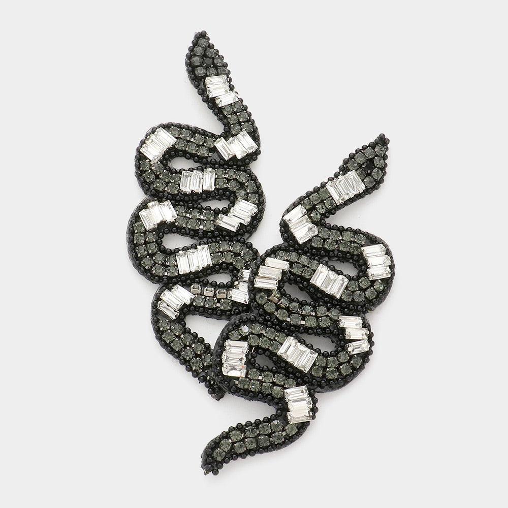 Black Felt Back Beaded Snake Earrings - Jewelry Store by Erik Rayo