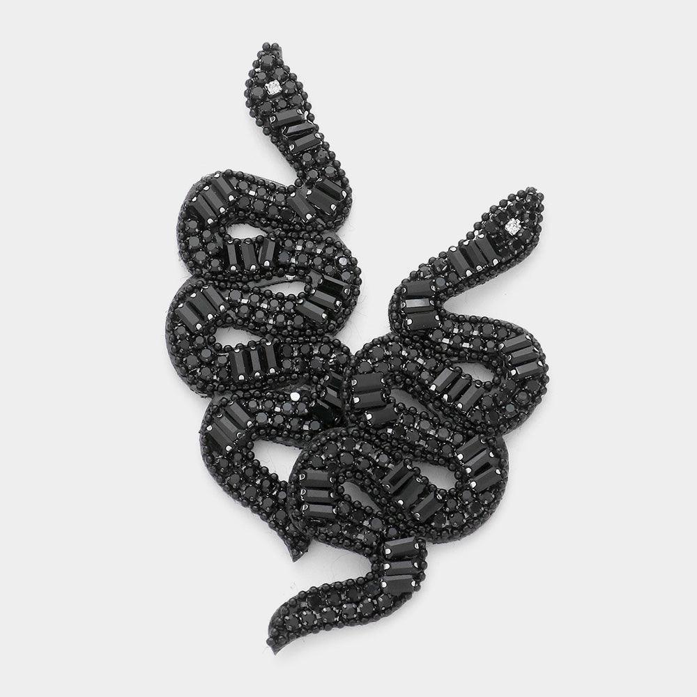 Black Felt Back Beaded Snake Earrings - Jewelry Store by Erik Rayo
