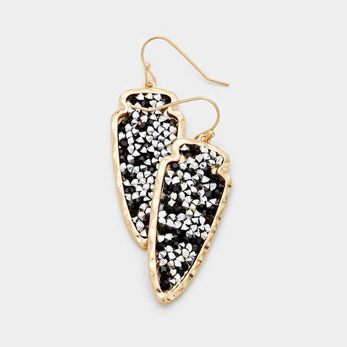 Gold Stone Cluster Arrow Dangle Earrings - Jewelry Store by Erik Rayo