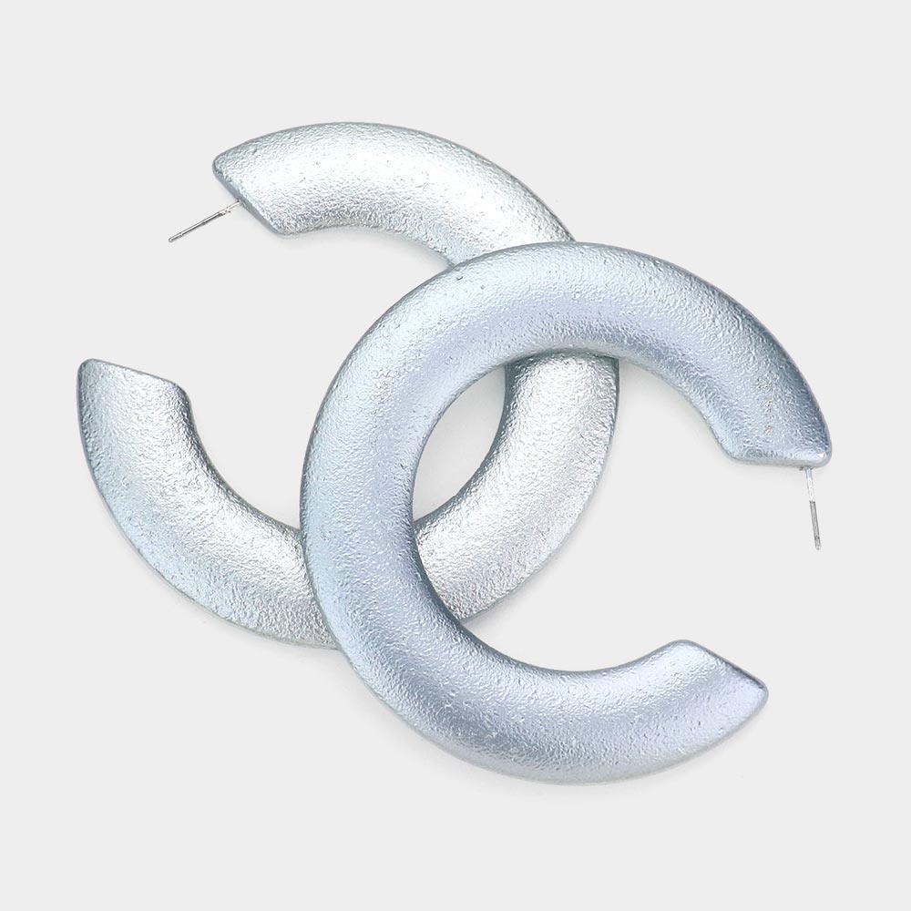 Gray Shimmery Hoop Earrings - Jewelry Store by Erik Rayo