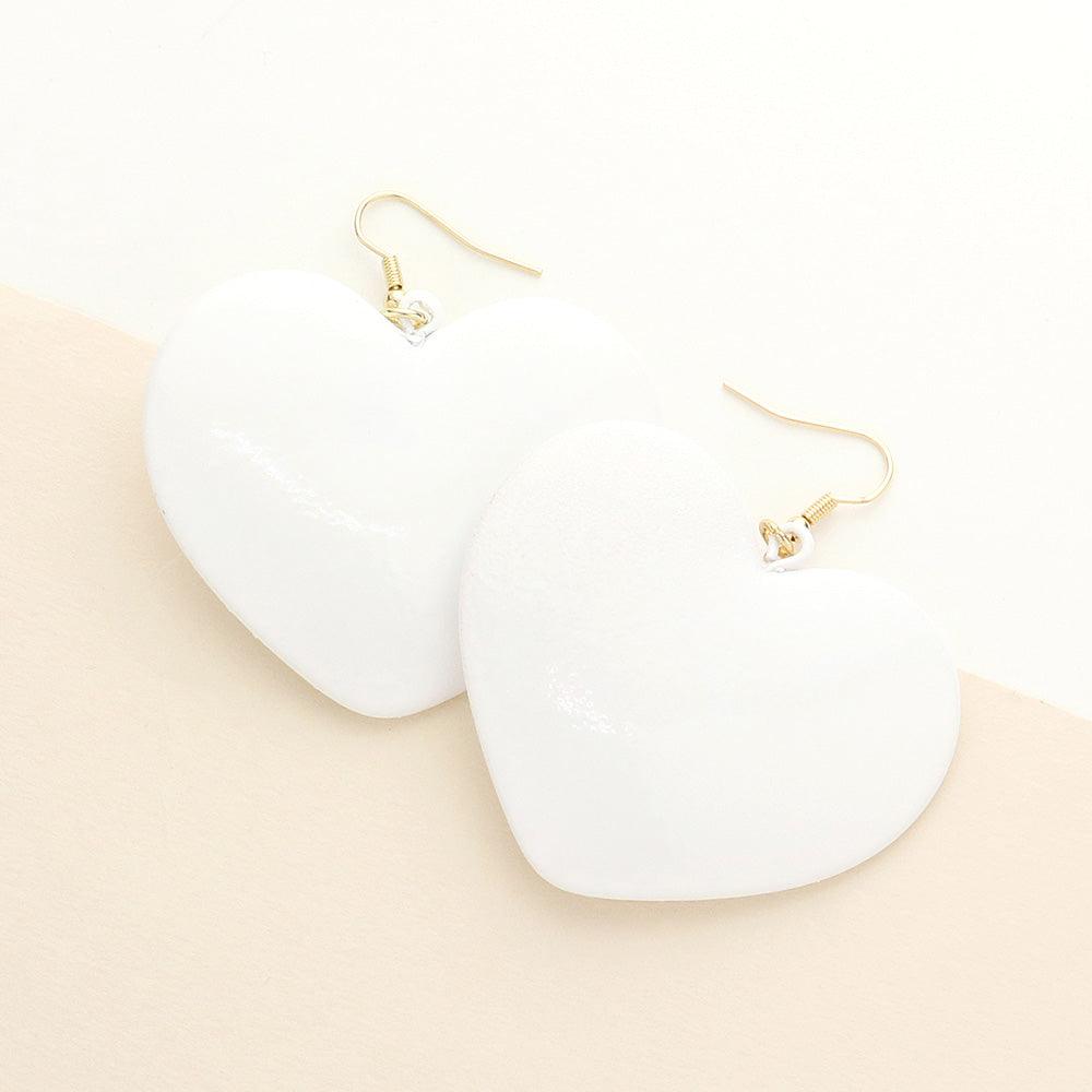 White Heart Dangle Earrings