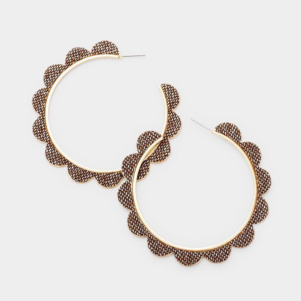 Gold Floral Open Circle Hoop Earrings - Jewelry Store by Erik Rayo