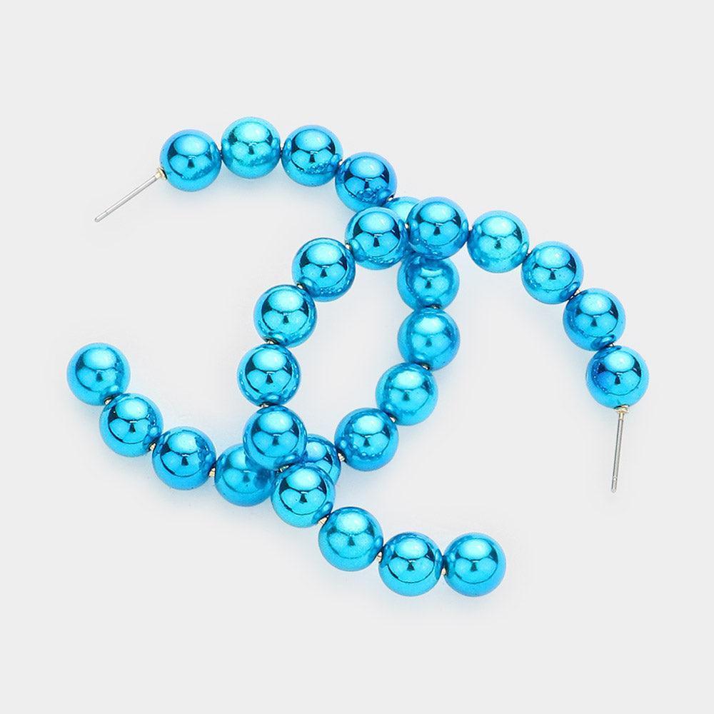 Aqua Ball Cluster Hoop Earrings - Jewelry Store by Erik Rayo