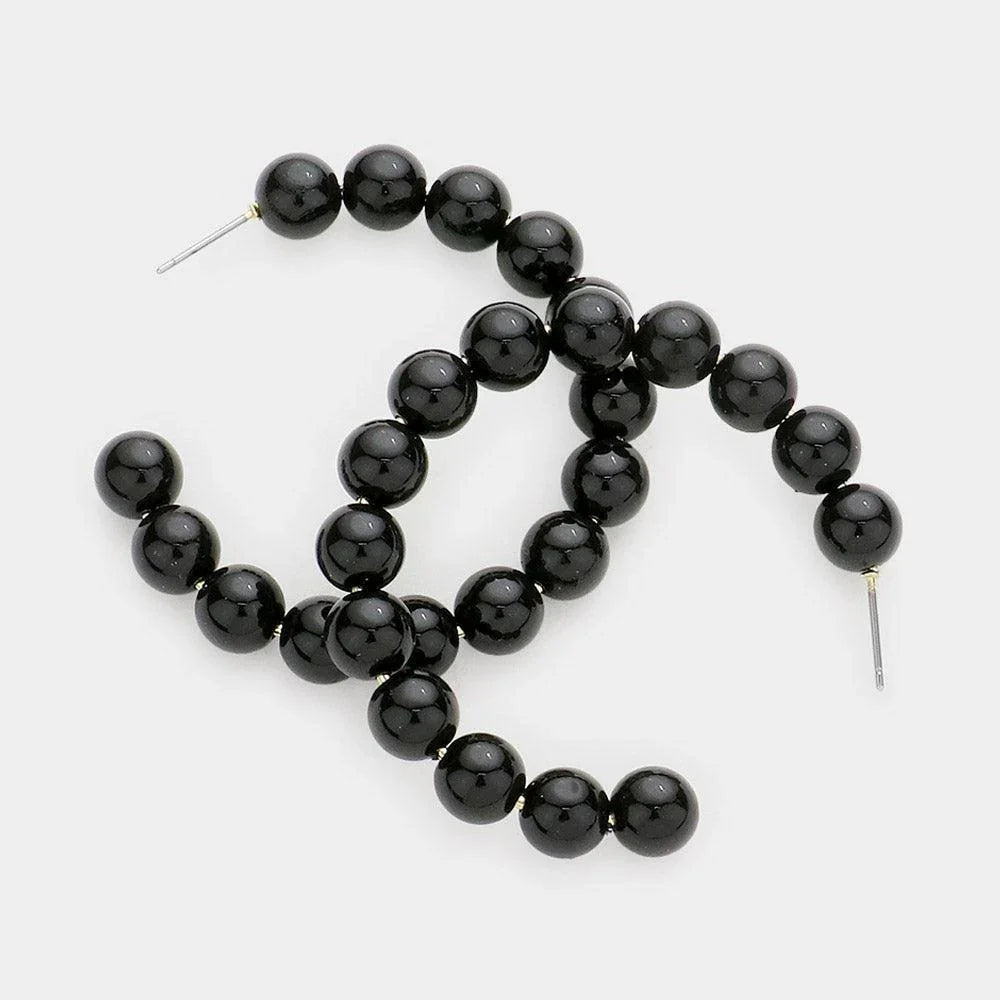 Black Ball Cluster Hoop Earrings - Jewelry Store by Erik Rayo