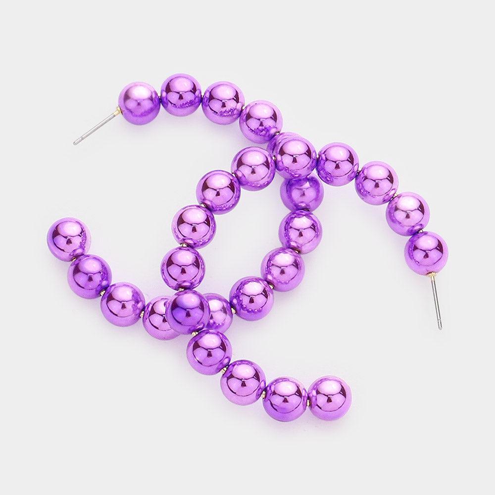 Lavender Ball Cluster Hoop Earrings - Jewelry Store by Erik Rayo