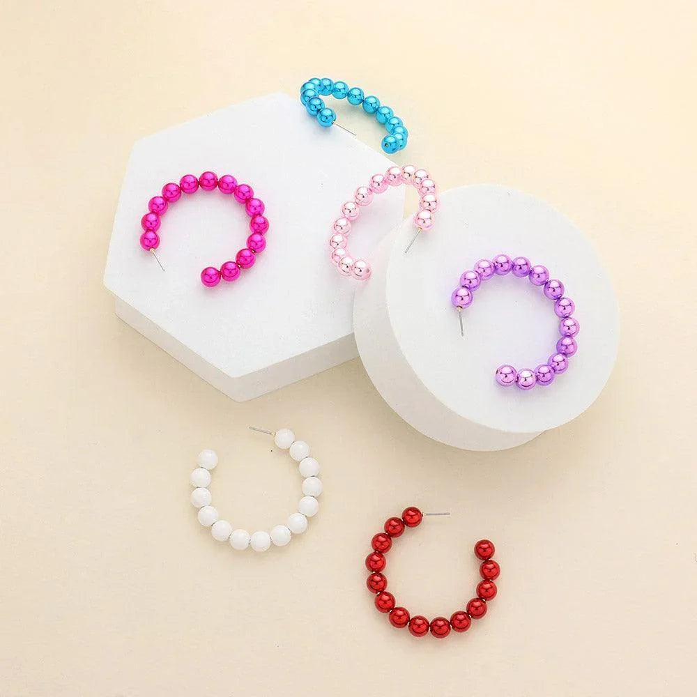 White Ball Cluster Hoop Earrings - Jewelry Store by Erik Rayo