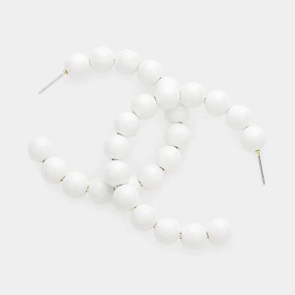 White Ball Cluster Hoop Earrings - Jewelry Store by Erik Rayo