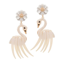 Load image into Gallery viewer, White Flower Celluloid Acetate Flamingo Link Dangle Earrings
