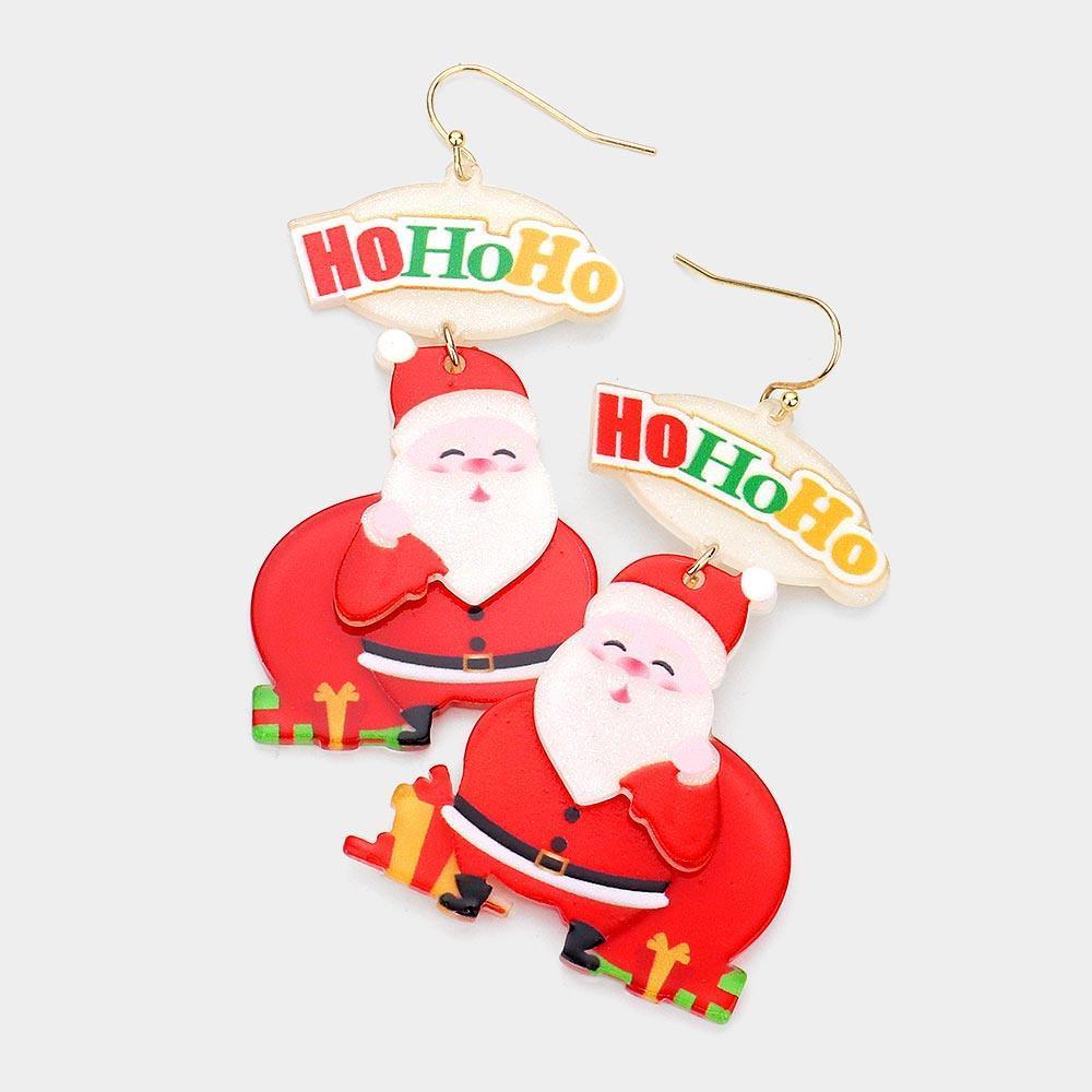 Acetate Christmas Santa Dangle Earrings - Jewelry Store by Erik Rayo