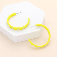 Load image into Gallery viewer, Yellow Stone Embellished Hoop Earrings
