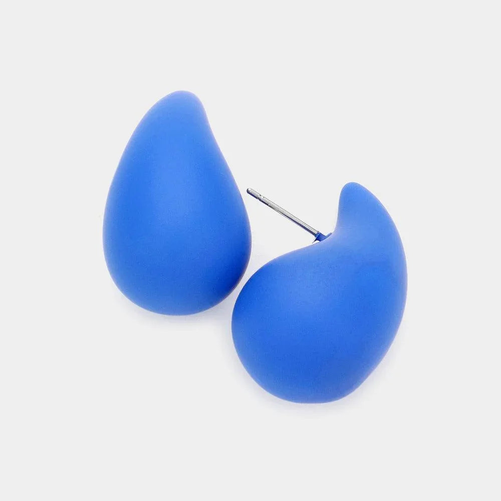 Blue Matte Teardrop Earrings - Jewelry Store by Erik Rayo