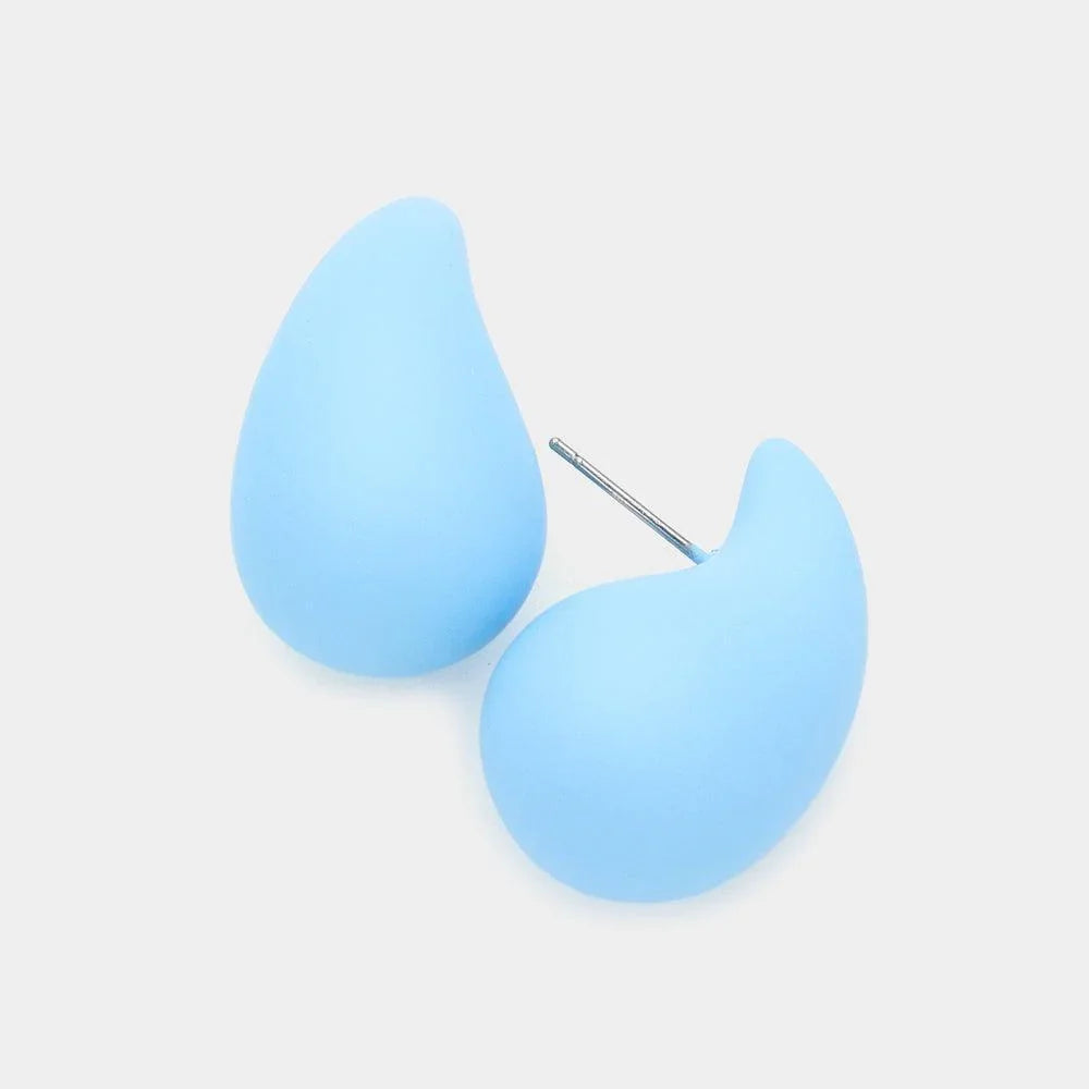 Blue Matte Teardrop Earrings - Jewelry Store by Erik Rayo