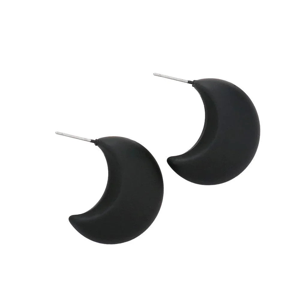 Black Matte Crescent Earrings - Jewelry Store by Erik Rayo