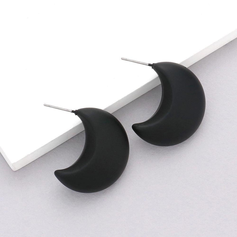 Black Matte Crescent Earrings - Jewelry Store by Erik Rayo