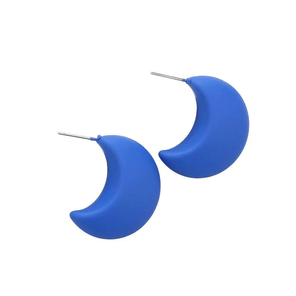 Blue Matte Crescent Earrings - Jewelry Store by Erik Rayo