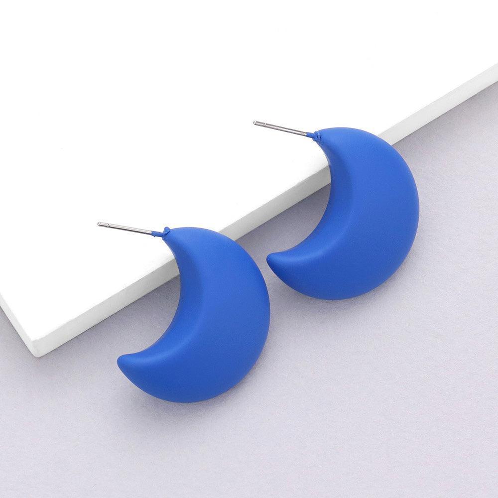 Blue Matte Crescent Earrings - Jewelry Store by Erik Rayo
