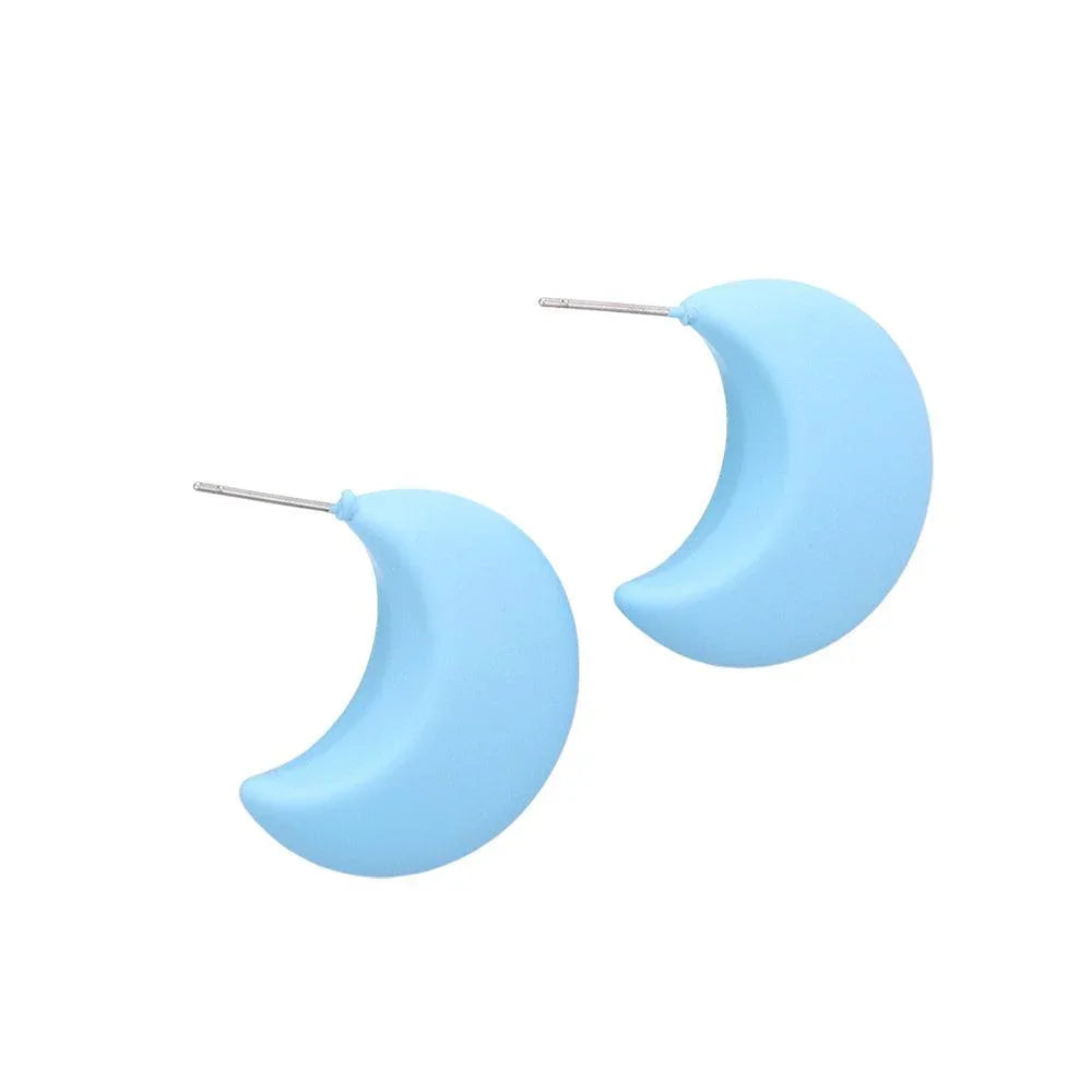 Blue Matte Crescent Earrings - Jewelry Store by Erik Rayo