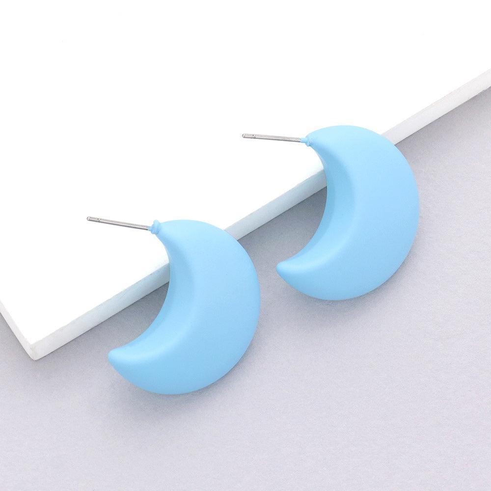 Blue Matte Crescent Earrings - Jewelry Store by Erik Rayo