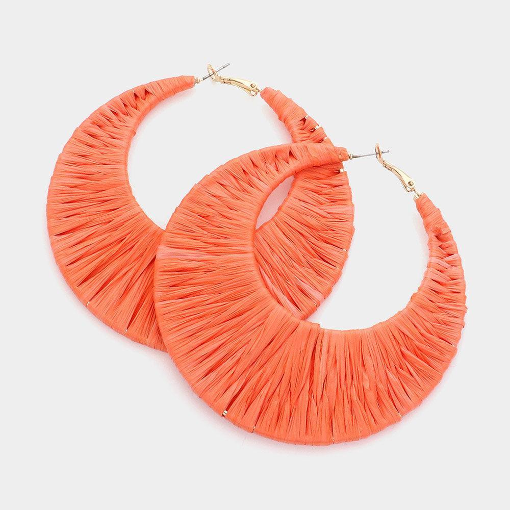 Oversized Raffia Wrapped Hoop Earrings - Jewelry Store by Erik Rayo
