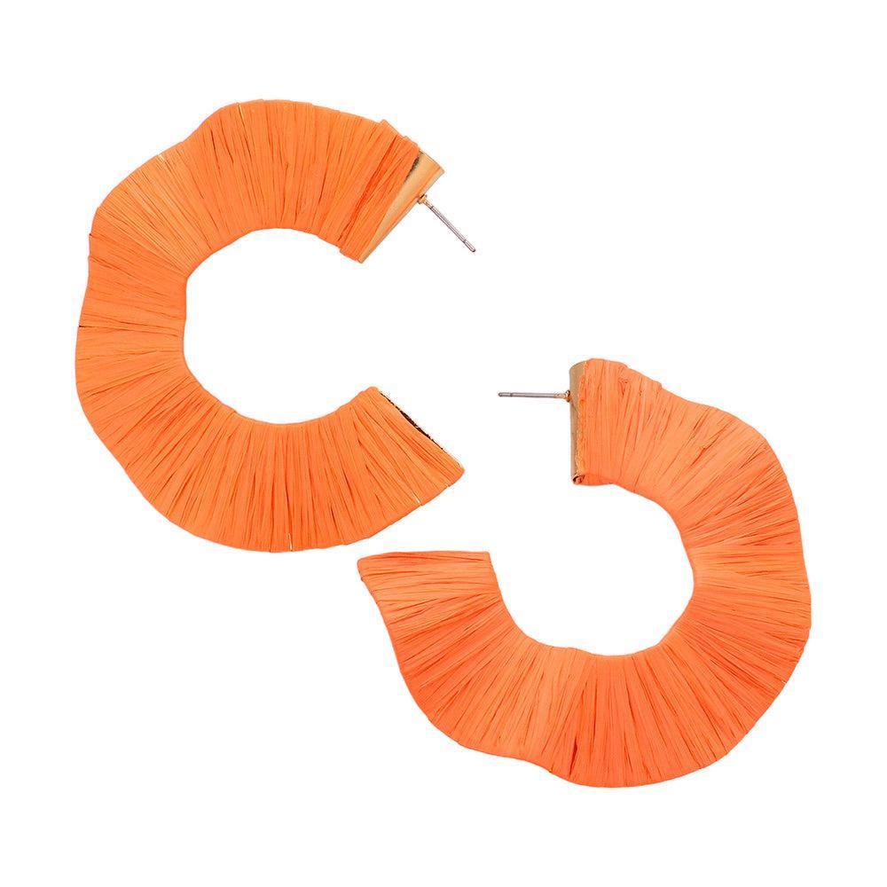 Raffia Wrap Chunky Wavy Hoop Earrings - Jewelry Store by Erik Rayo