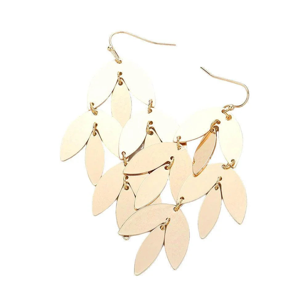 Gold Metal Leaf Chandelier Dangle Earrings - Jewelry Store by Erik Rayo