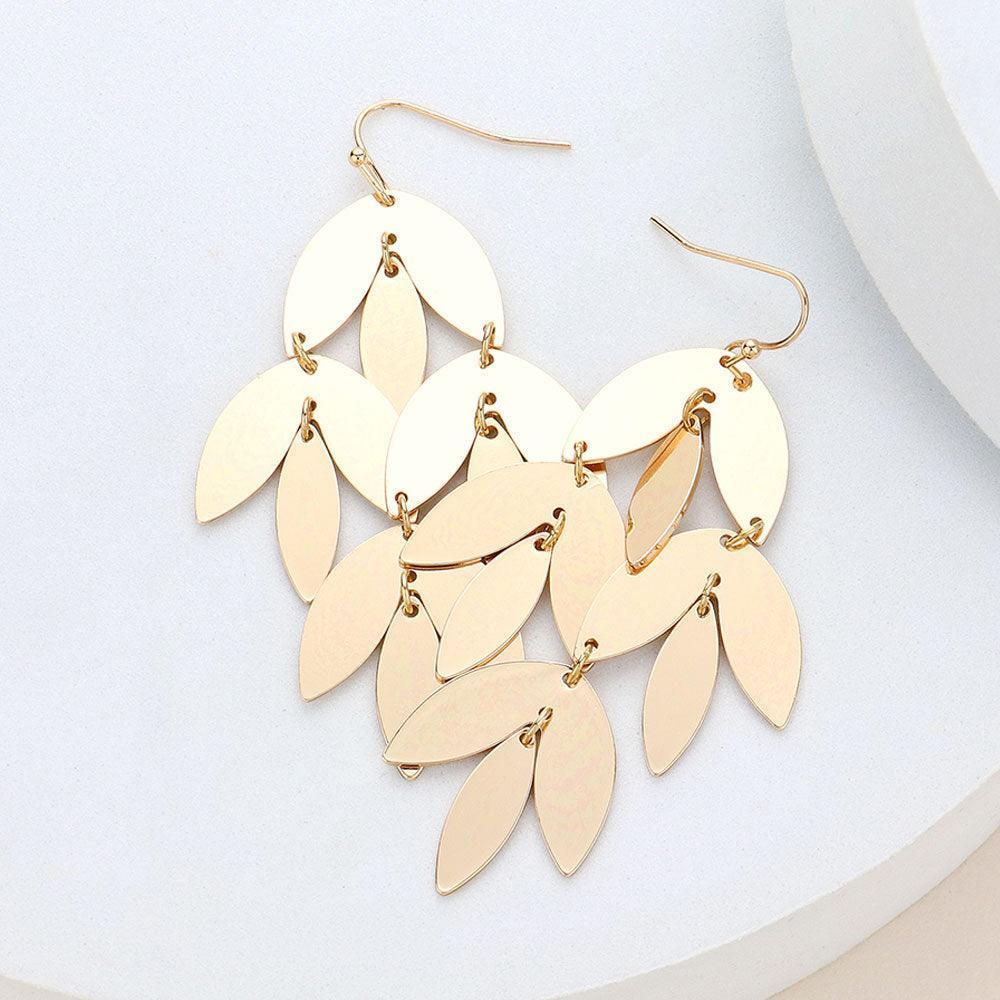 Gold Metal Leaf Chandelier Dangle Earrings - Jewelry Store by Erik Rayo