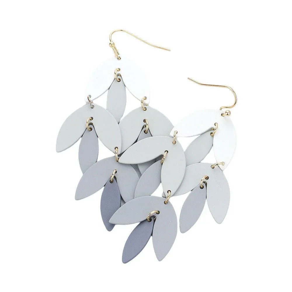 Silver Metal Leaf Chandelier Dangle Earrings - Jewelry Store by Erik Rayo