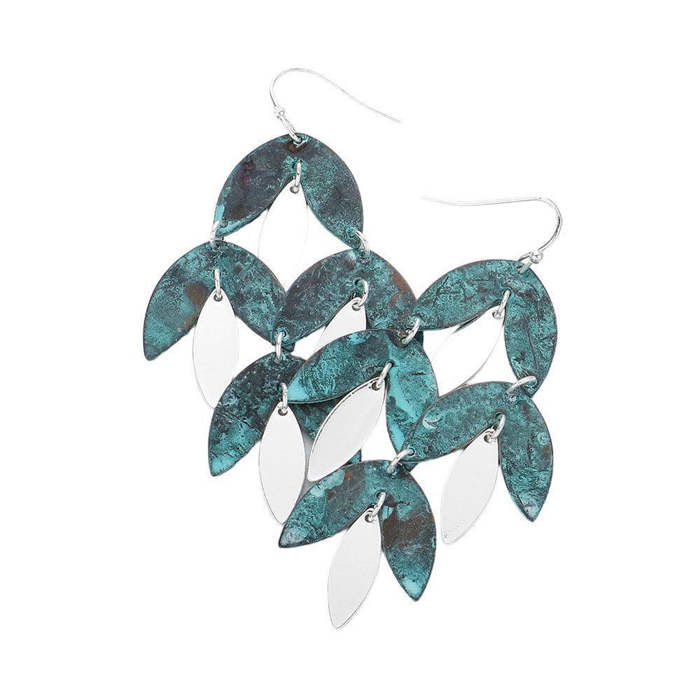 Metal Leaf Chandelier Dangle Earrings - Jewelry Store by Erik Rayo