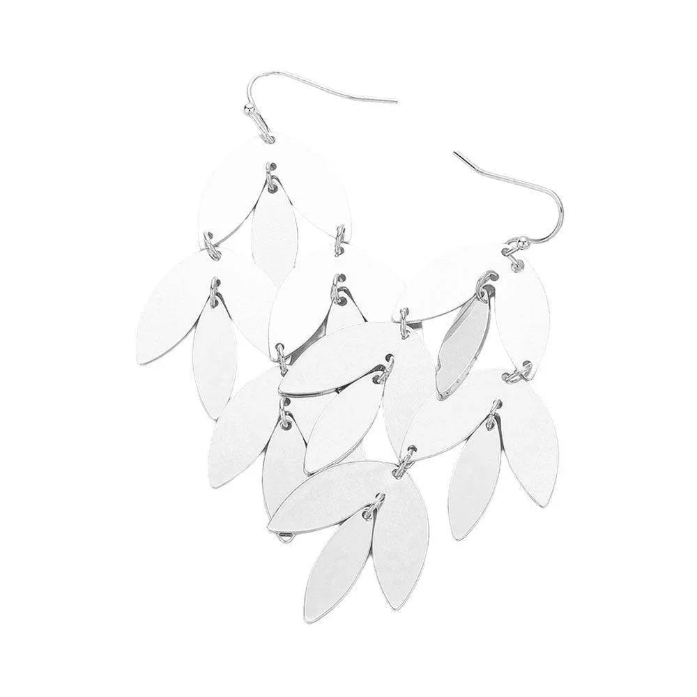 Silver Metal Leaf Chandelier Dangle Earrings - Jewelry Store by Erik Rayo