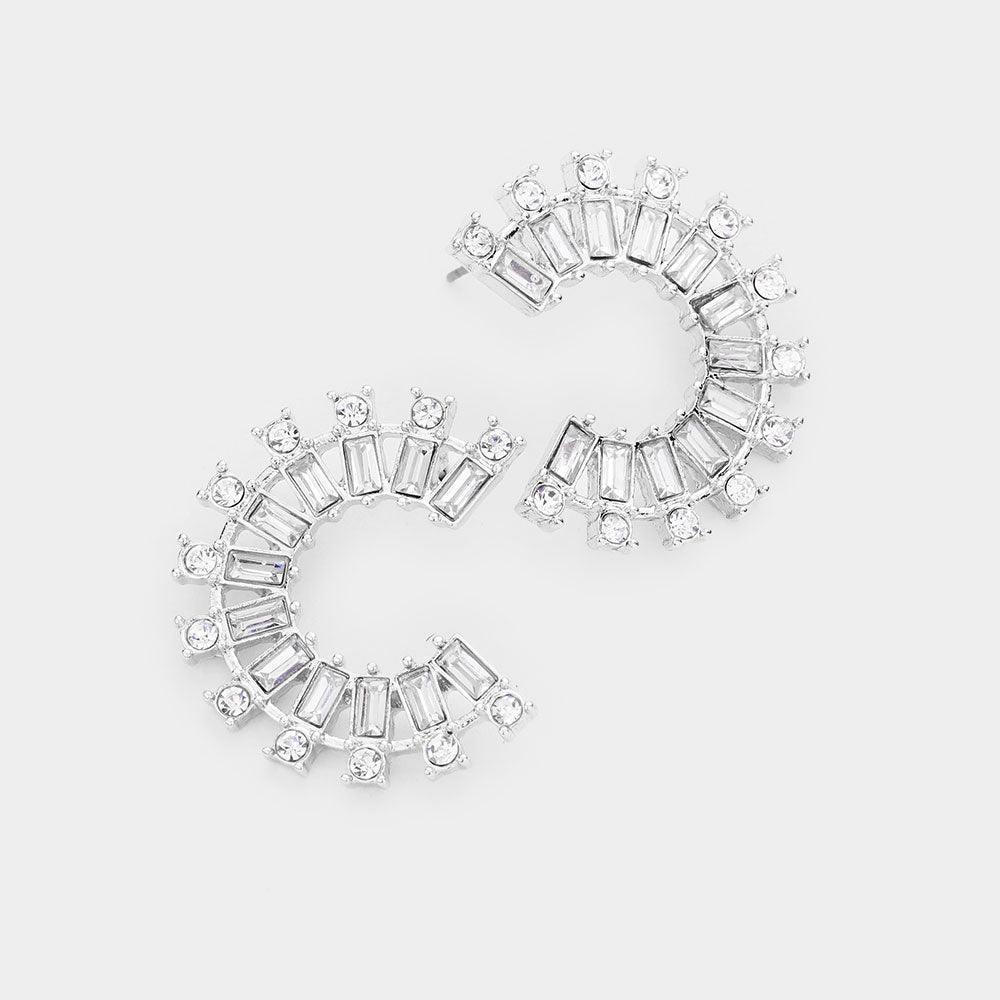 Round Rectangle Stone C Shaped Earrings - Jewelry Store by Erik Rayo