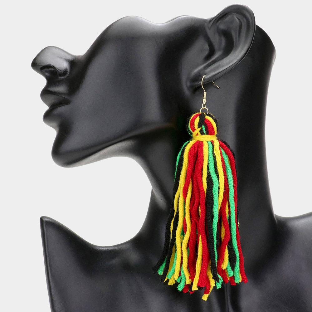 Yarn Thread Tassel Dangle Earrings