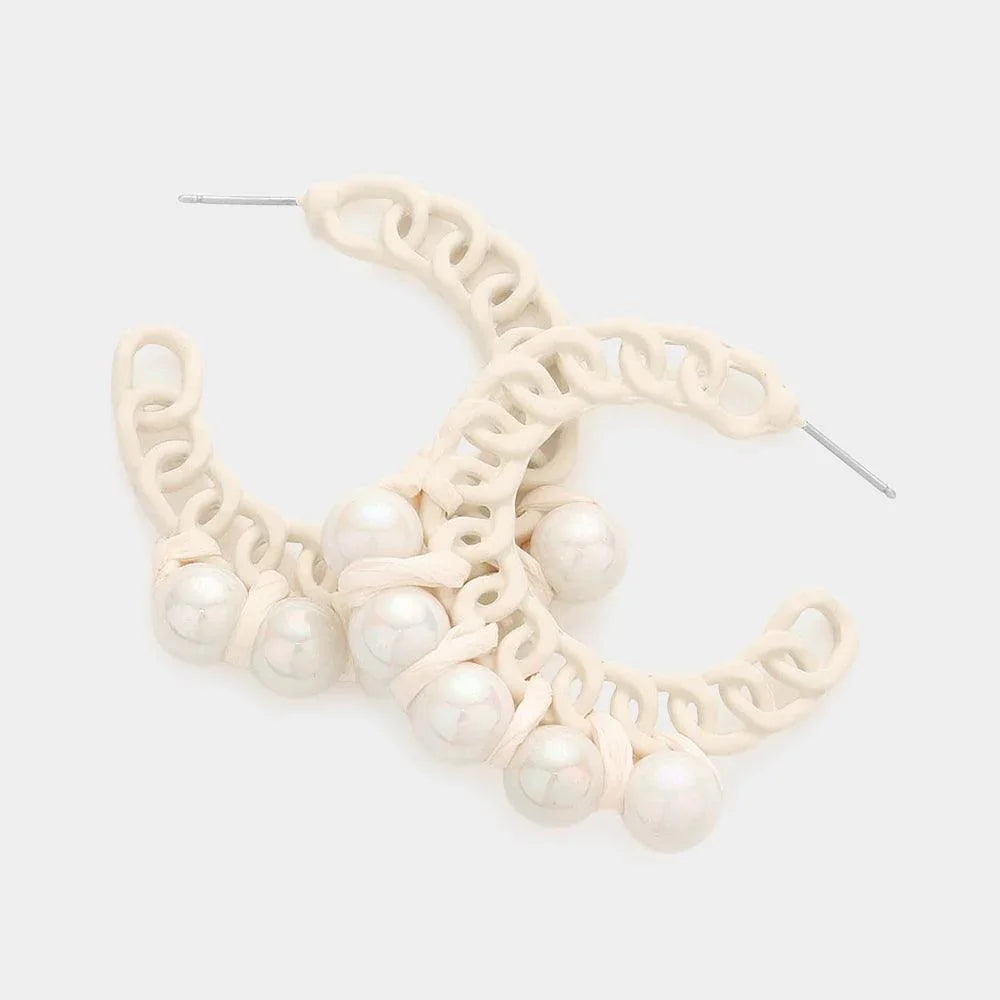 Ivory Hologram Ball Pointed Colored Chain Hoop Earrings - Jewelry Store by Erik Rayo