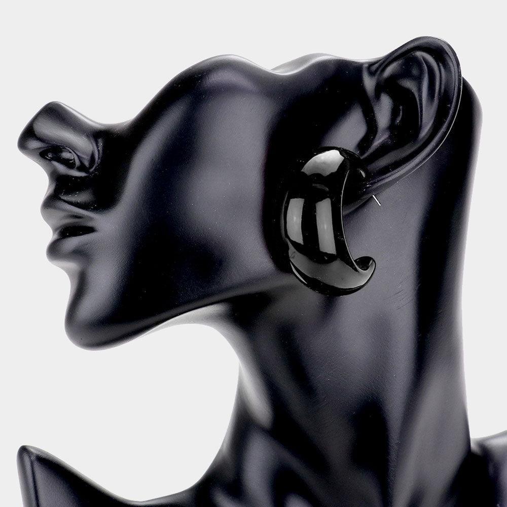 Black Bold Half Hoop Earrings - Jewelry Store by Erik Rayo