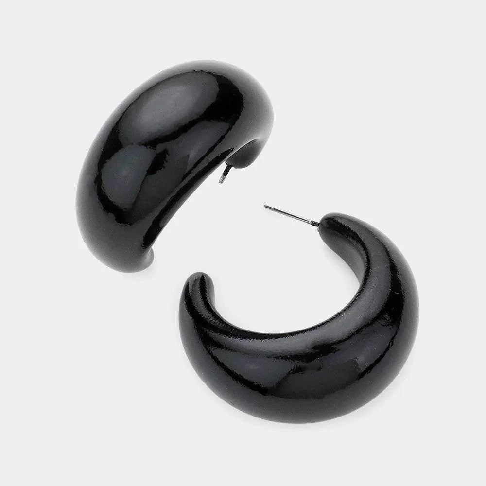 Black Bold Half Hoop Earrings - Jewelry Store by Erik Rayo