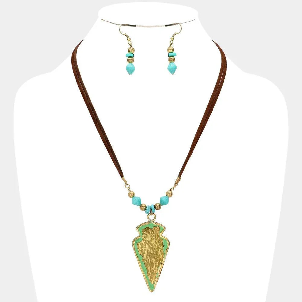 Gold Hammered Metal Arrow Pendant Necklace - Jewelry Store by Erik Rayo