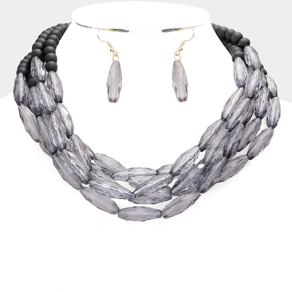 Black Wood Ball Beaded Multi Layered Necklace - Jewelry Store by Erik Rayo