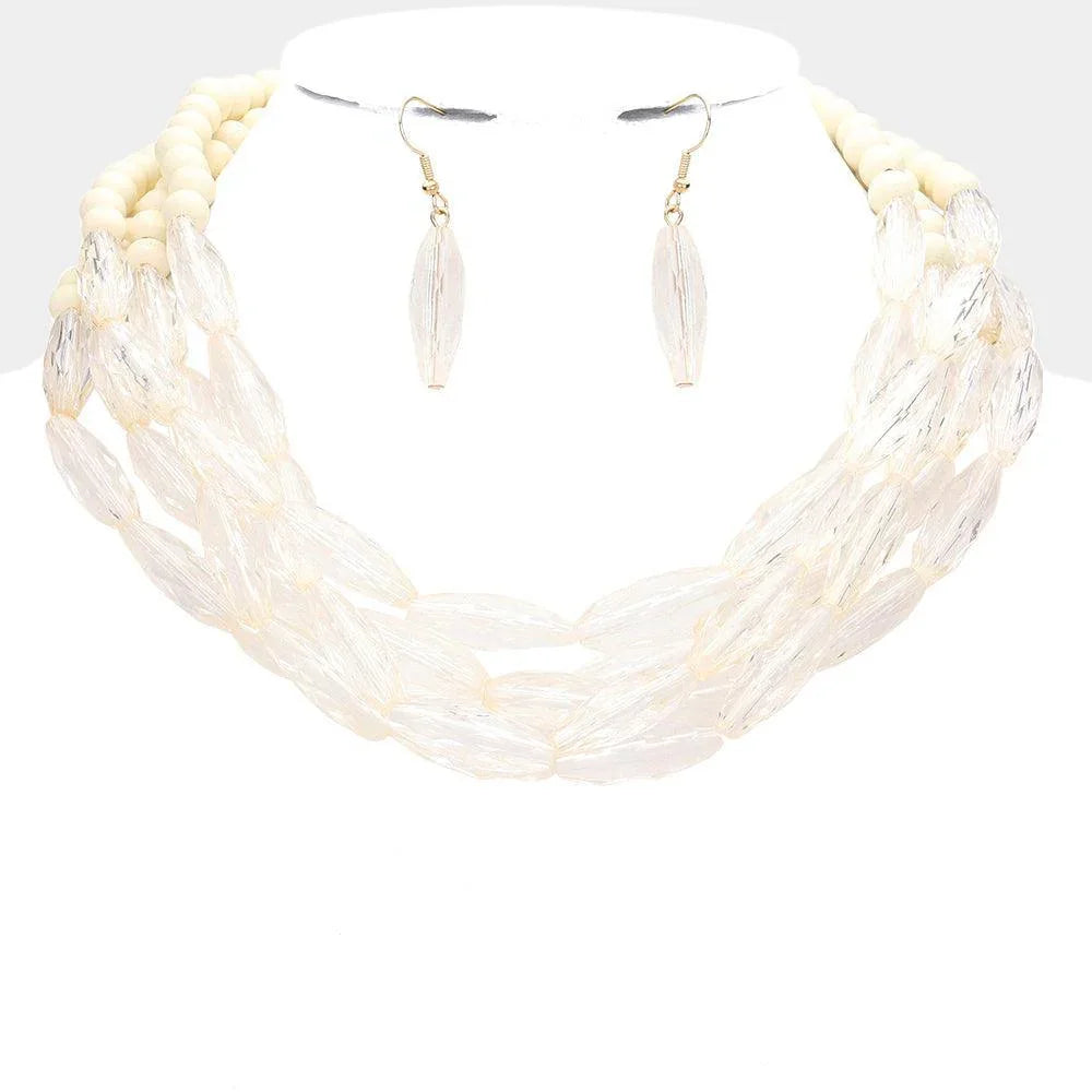 Ivory Wood Ball Beaded Multi Layered Necklace - Jewelry Store by Erik Rayo