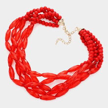 Load image into Gallery viewer, Red Wood Ball Beaded Multi Layered Necklace
