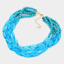 Load image into Gallery viewer, Turquoise Wood Ball Beaded Multi Layered Necklace
