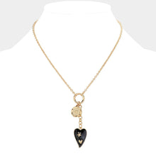 Load image into Gallery viewer, Gold Enamel Heart Disc Charm Pointed Necklace
