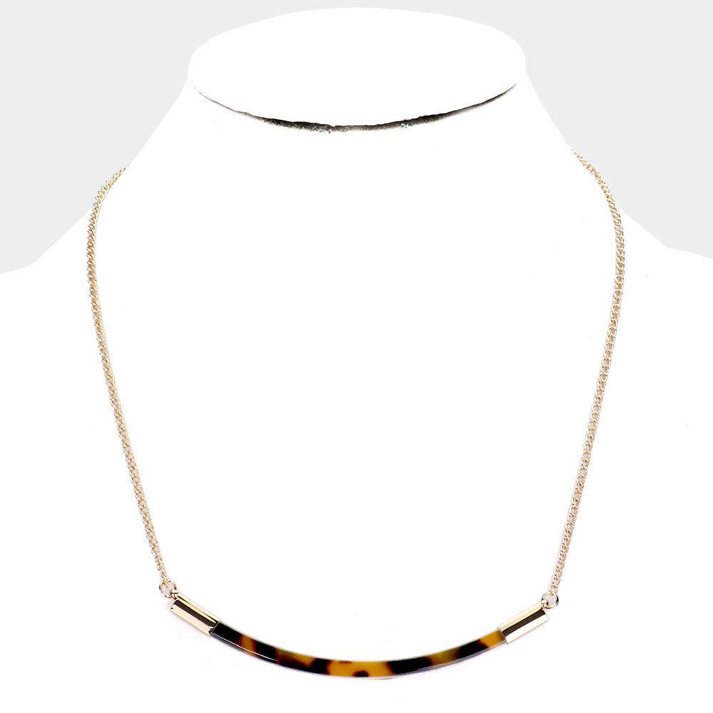 Gold Tortoise Celluloid Acetate Necklace