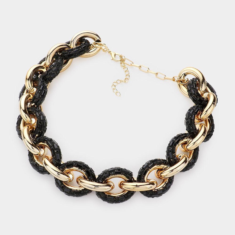 Black Bling Oval Link Necklace - Jewelry Store by Erik Rayo