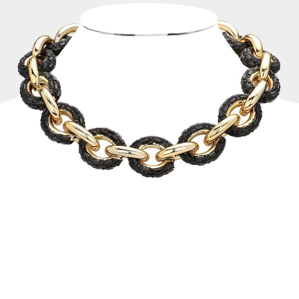 Black Bling Oval Link Necklace - Jewelry Store by Erik Rayo