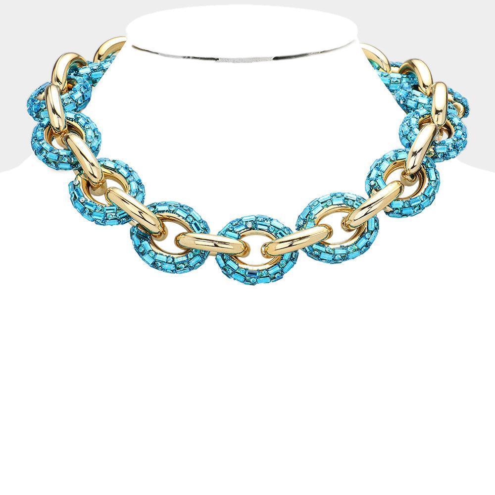 Blue Bling Oval Link Necklace - Jewelry Store by Erik Rayo