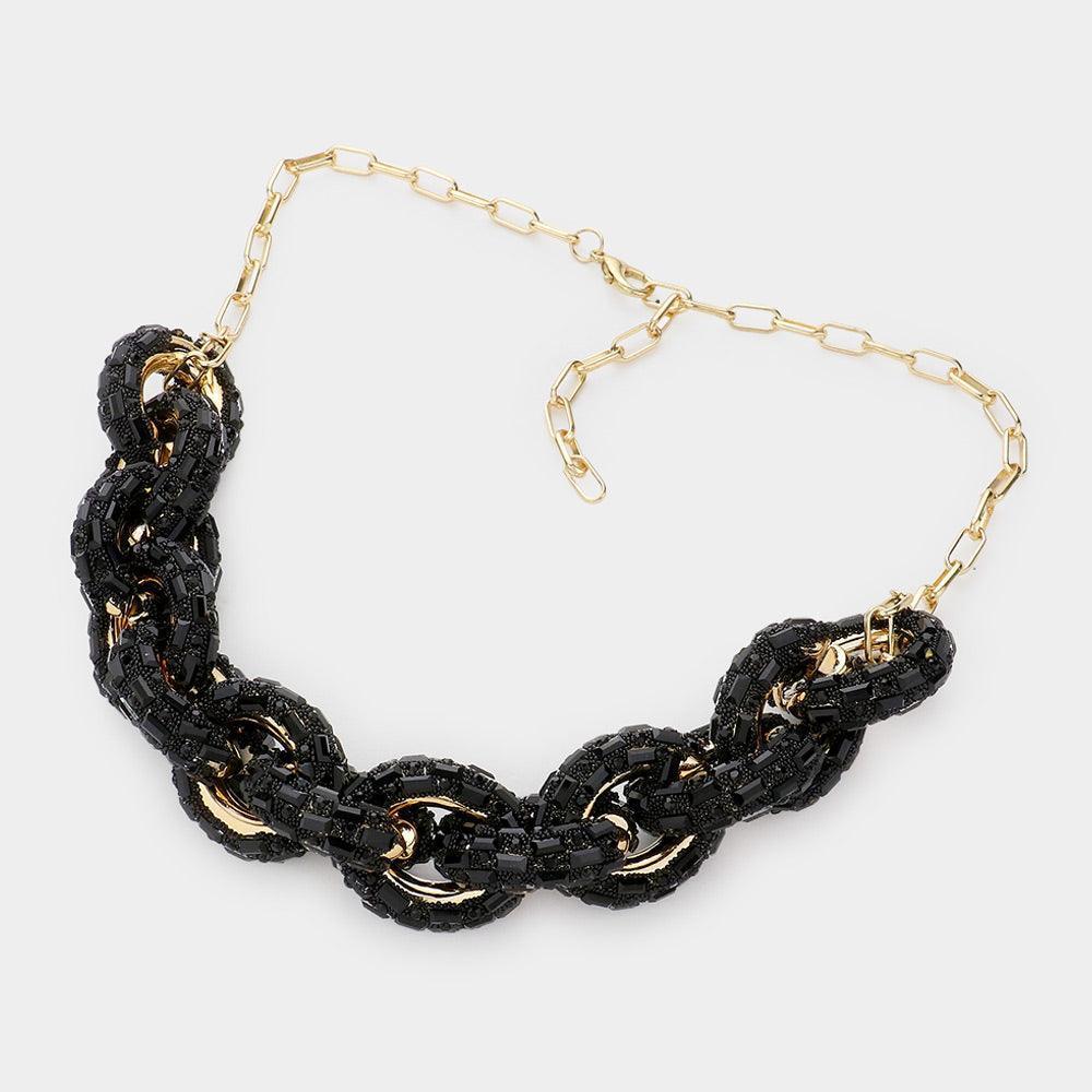Black Bling Oval Link Necklace - Jewelry Store by Erik Rayo