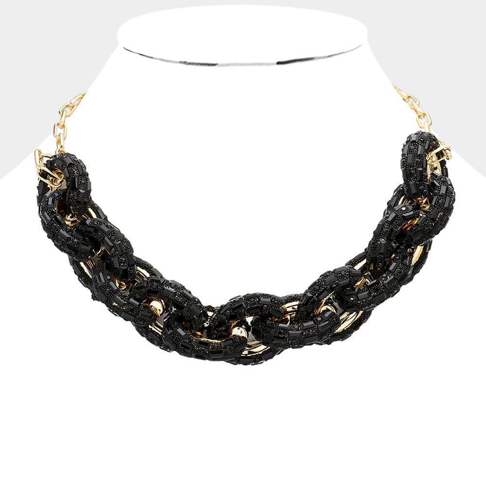 Black Bling Oval Link Necklace - Jewelry Store by Erik Rayo